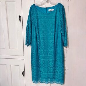 Eliza J Women's Allover Lace Dress Green Size 18W